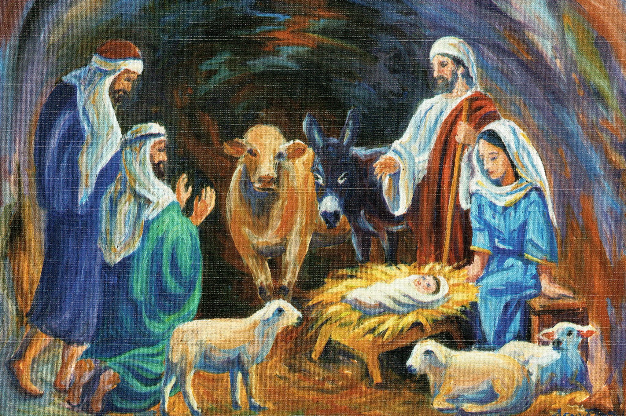 Julekort D 913 Hyrder ved Jesusbarnet