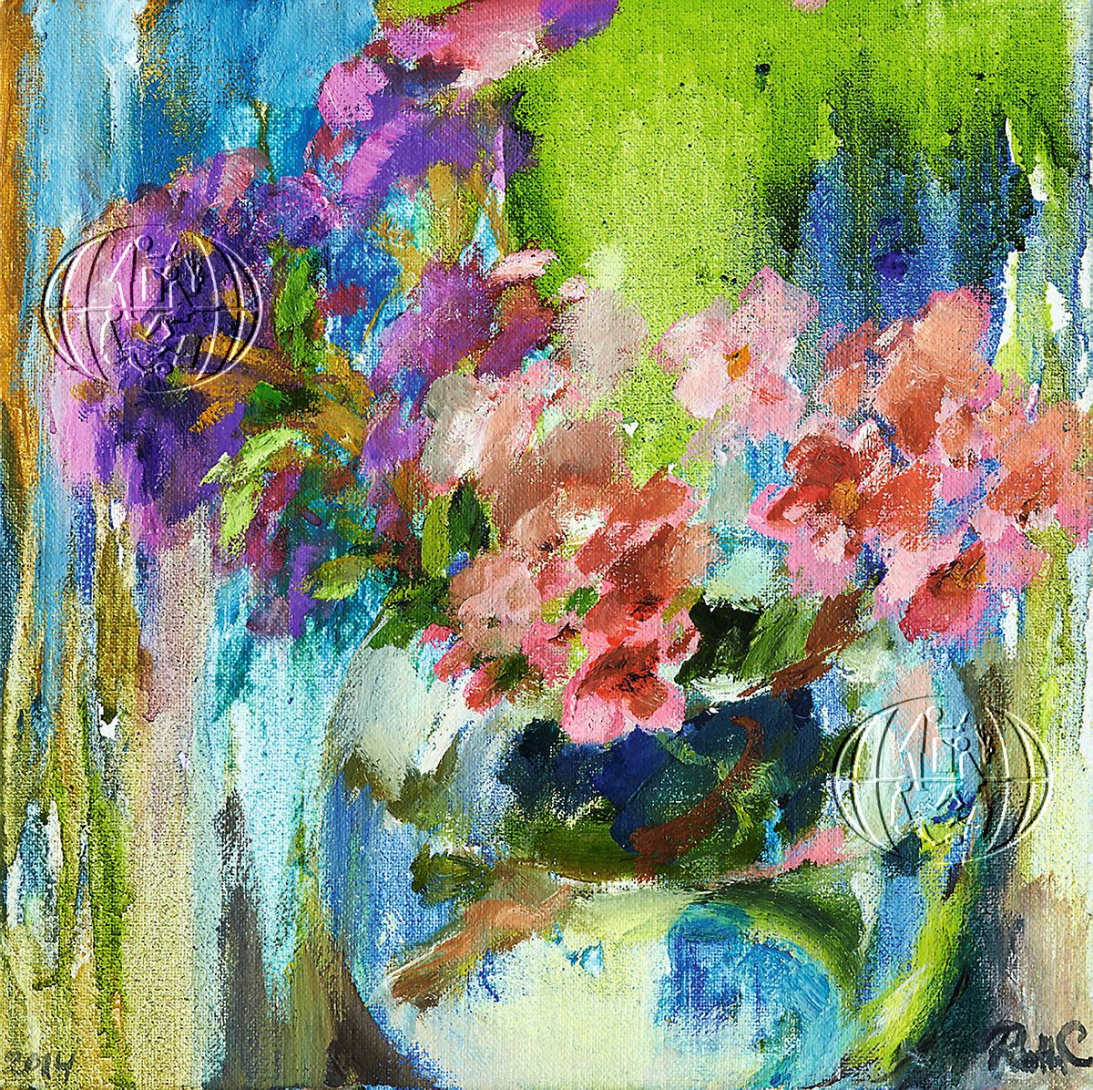 Blomster i glasvase kunstplakat - Billede 2