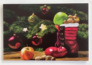Julekort D 113 Støvle med juleknas