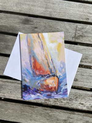 Kunstkort Sejlbåd i storm D303