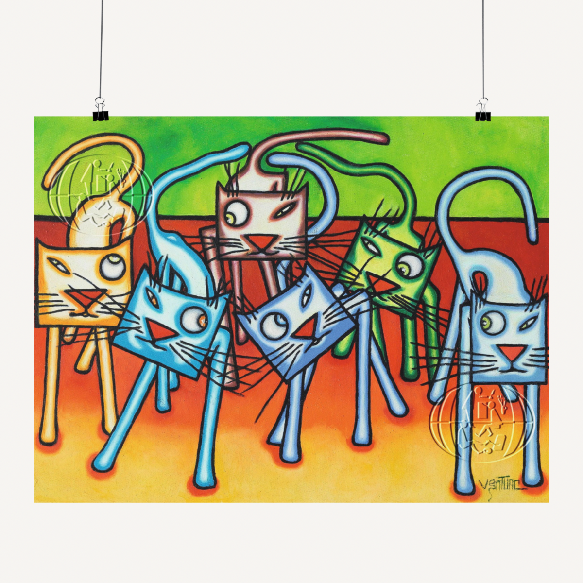 Farverige katte kunstplakat - Billede 2